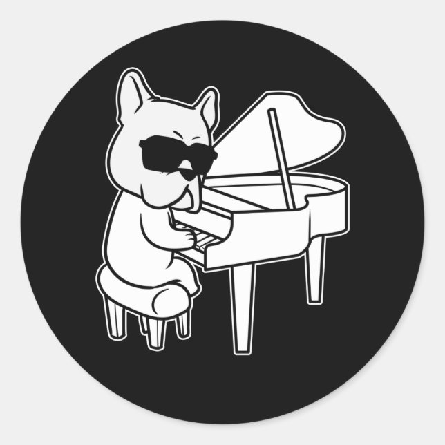 Adesivo Pianista Cachorro Pianista Com Piano (Frente)