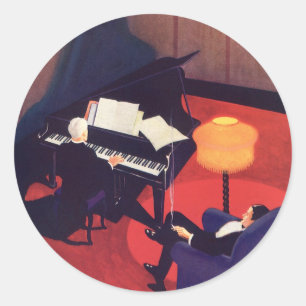 Adesivo Pianista do Piano Player do Vintage Art Deco Music