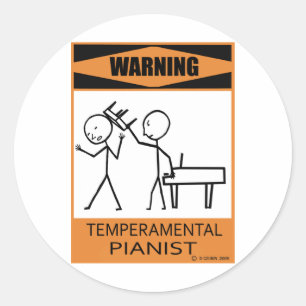Adesivo Pianista Temperamental de advertência