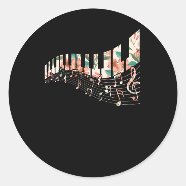 Adesivo Piano Keys Flower Keyboard Player Music Professor (Frente)