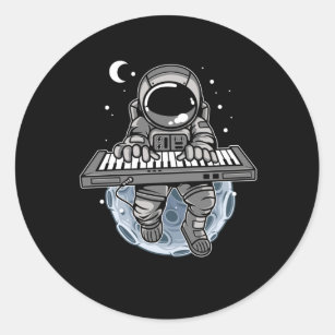 Adesivo Piano Player Astronauta Musical Instrumento Cosmon
