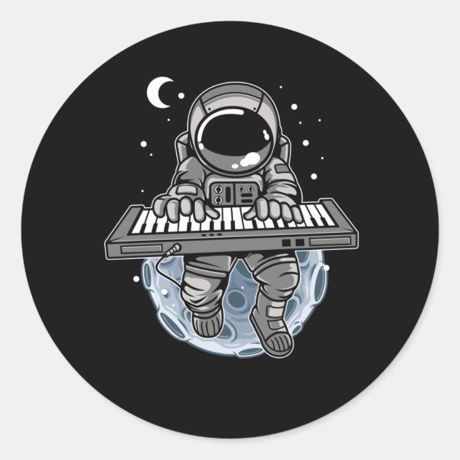 Adesivo Piano Player Astronauta Musical Instrumento Cosmon (Frente)