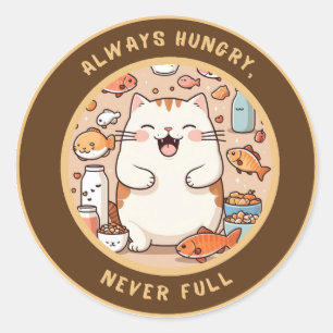 Adesivo Picante de gato faminto - Design de humor Kawaii