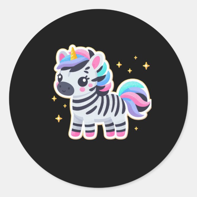 Adesivo Picante de Zebra Unicórnio Bonito (Frente)