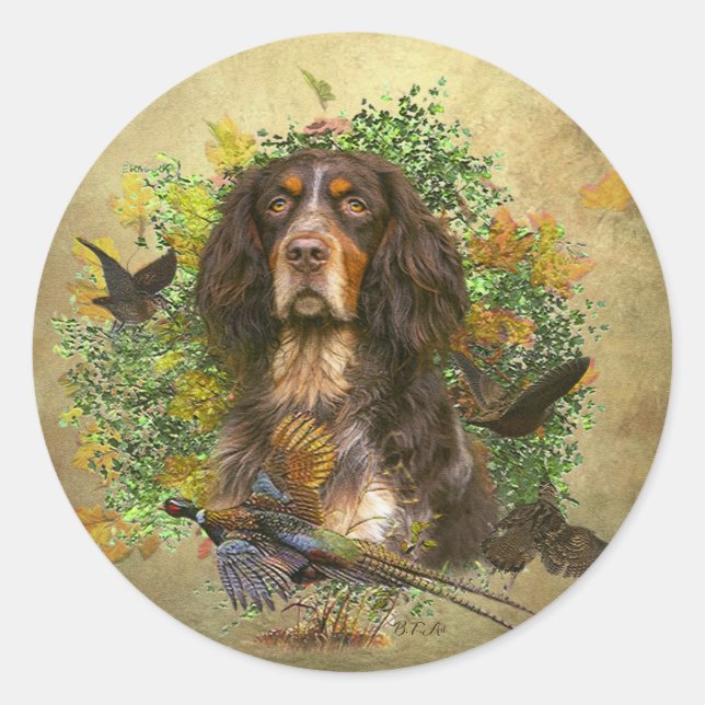 Adesivo Picardy Spaniel, época de caça (Frente)