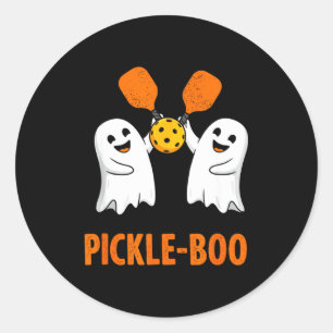 Adesivo Pickle-boo fantasma engraçado halloween pickleball