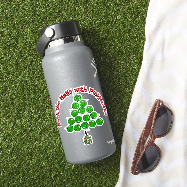Adesivo Pickleball Christmas Tree Deck the Halls Red Green (HydroFlask Insitu)