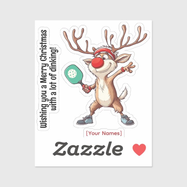 Adesivo Pickleball 🎄 Feliz Natal, texto personalizado (Folha)