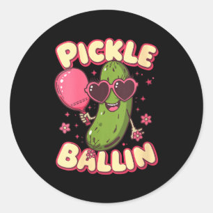 Adesivo pickleball feminino de desenho animado fofo com