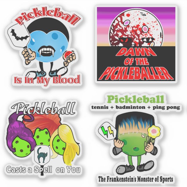Adesivo Pickleball Monsters Vampire Witches Zombies (Frente)