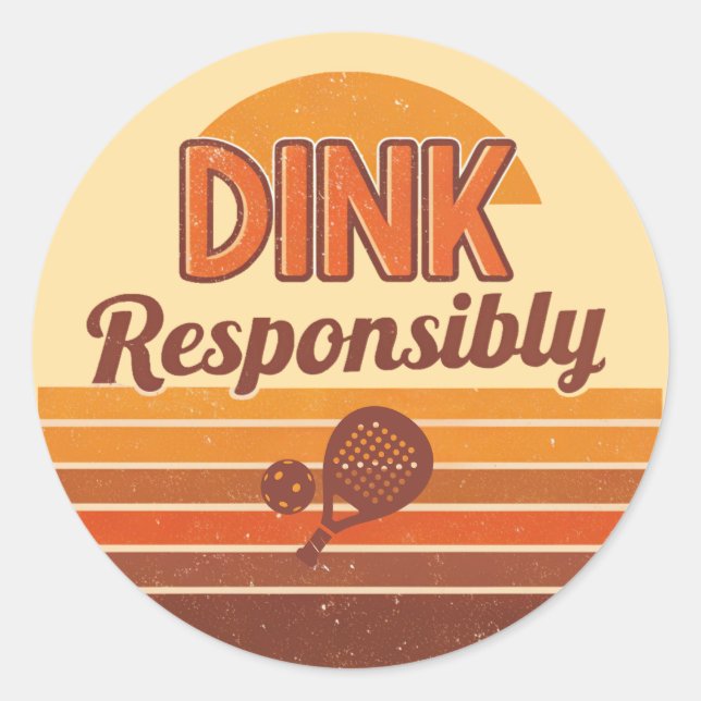 Adesivo Pickleball Retro 'Dink Responsavelmente' (Frente)