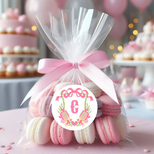 Adesivo Pickleball rosa e verde Paddleball em Monograma Cr