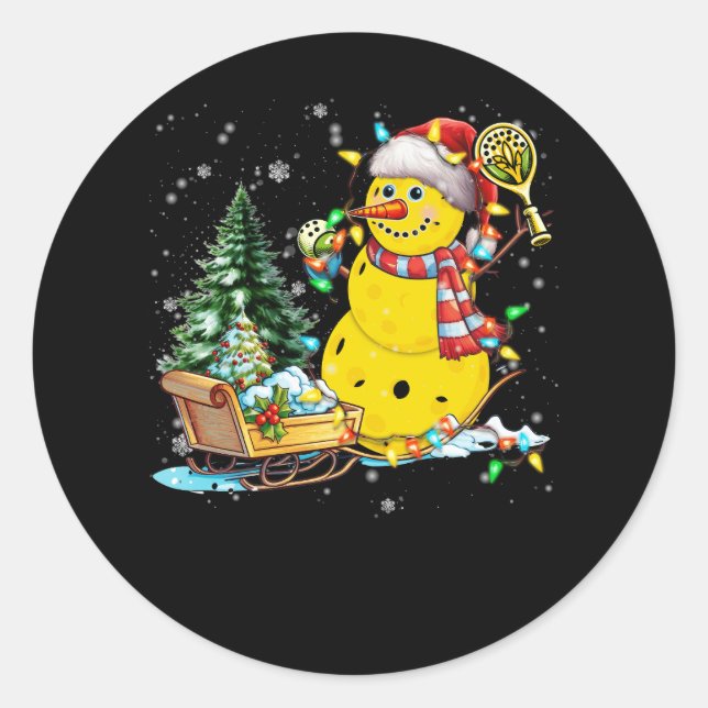 Adesivo Pickleball Snowman Santa Hat Luz Natal (Frente)