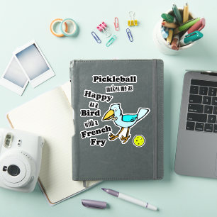 Adesivo Pickleball Tão Feliz Quanto um Pássaro com uma Bat