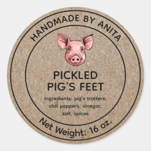 Adesivo Pickled Pig's Feet Jar Label Kraft Style