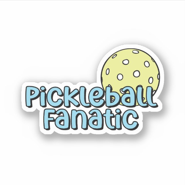 Adesivo Picleball Fanático | Pickleball azul e amarelo (Frente)