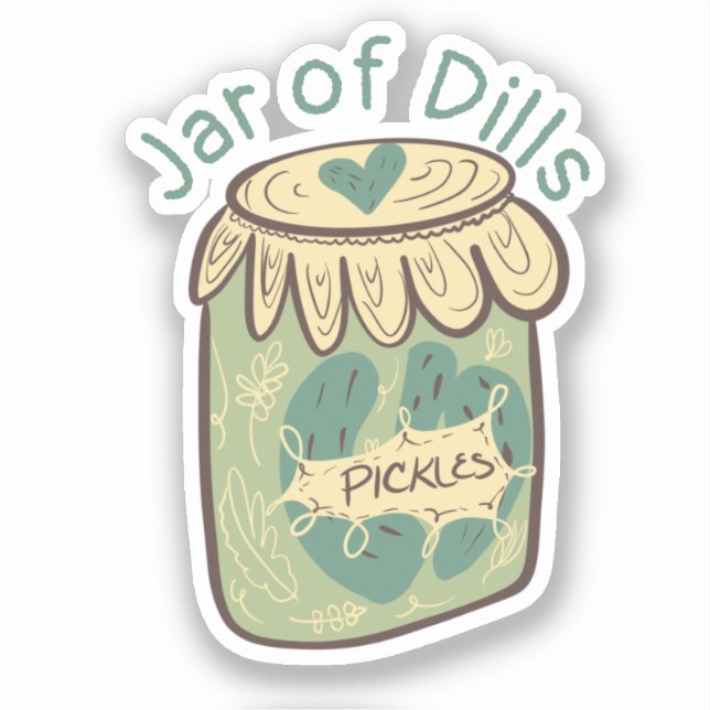 Adesivo Picles Divertidos em Pote de Dill Amante de Comida (Frente)