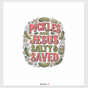 Adesivo Picles e Jesus Salty Saved Camisa Vintage Design