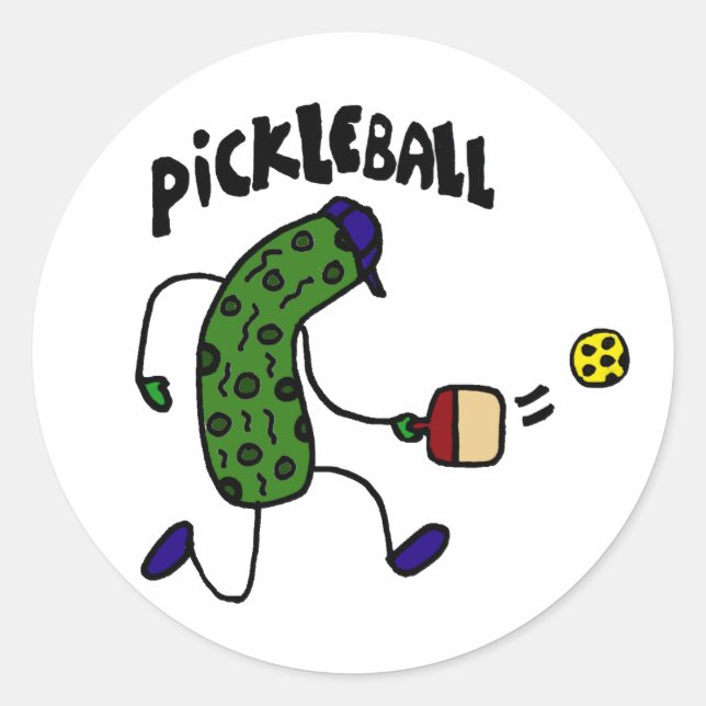 Adesivo Picles Engraçado Jogando Pickleball (Frente)