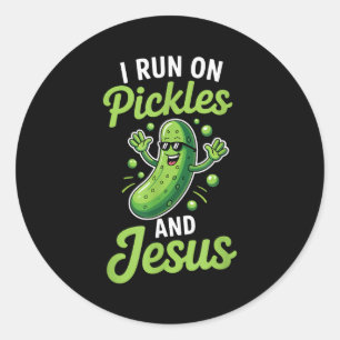 Adesivo Picles Engraçados Pepino Eu Corro Em Picles E Jesu