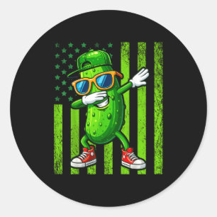 Adesivo Picles fazendo dabbing bandeira americana retrô pe