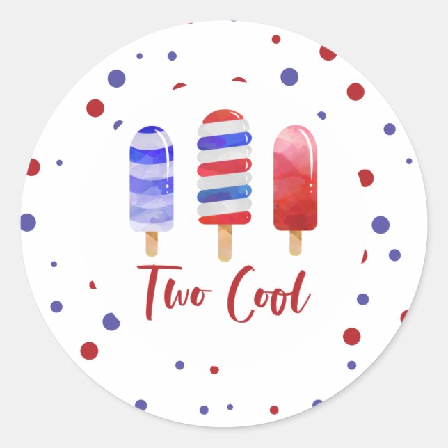 Adesivo Picolés Dois Cool Vermelho Branco Azul 2º Aniversá (Frente)