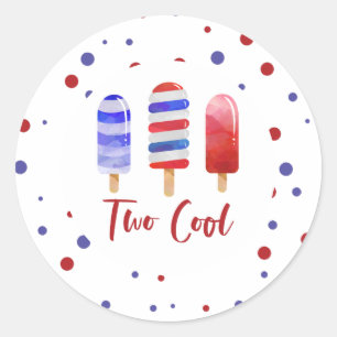 Adesivo Picolés Dois Cool Vermelho Branco Azul 2º Aniversá
