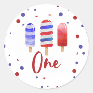 Adesivo Picolés Vermelho Branco Azul Aniversário de 1 ano