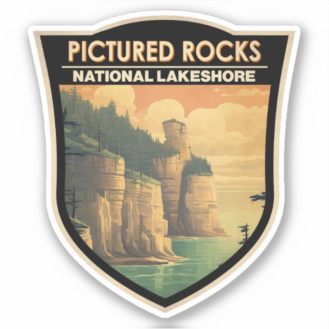 Adesivo Picture Rocks National Lakeshore Viagem Vintage (Frente)