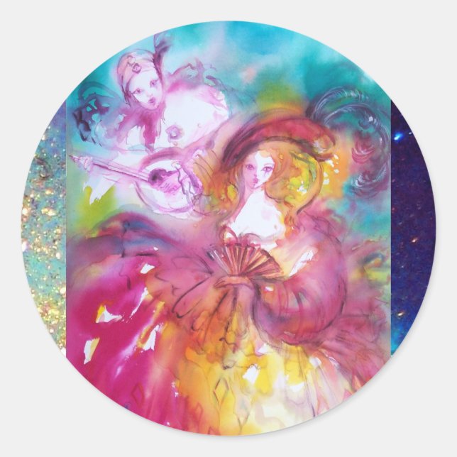 Adesivo PIERROT E ARLECCHINA Venetian Carnaval, (Frente)