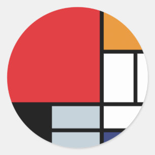 Adesivo Piet Mondrian - Composição com Grande Plano Vermel
