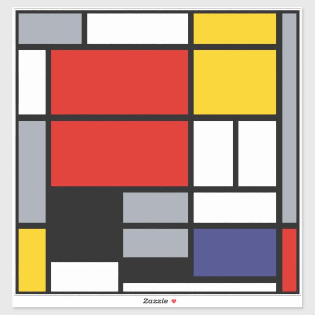 Adesivo Piet Mondrian, Composição com Plano Vermelho Grand (Folha)