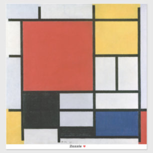 Adesivo Piet Mondrian Vermelho Azul Amarelo Arte Abstrata