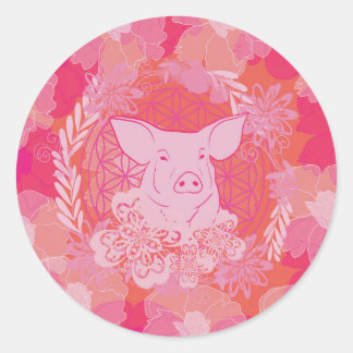 Adesivo pig,flower of life, blue, mandala,zen,chakra,patt