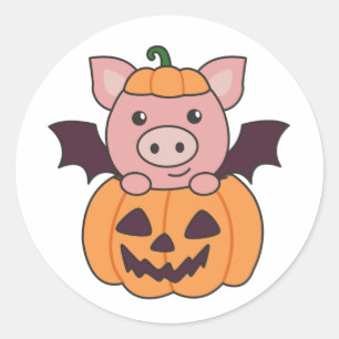 Adesivo Pig Halloween Pumpkin Bat Costume
