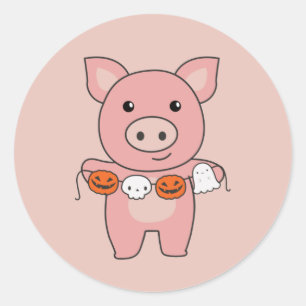Adesivo Pig Happy Halloween Pumpkin Bat Costume Classume R