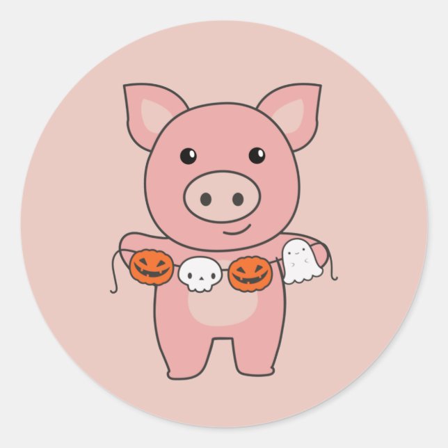 Adesivo Pig Happy Halloween Pumpkin Bat Costume Classume R (Frente)