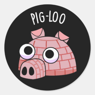 Adesivo Pig-loo Igloo Engraçado Trocadilho Fundo Escuro