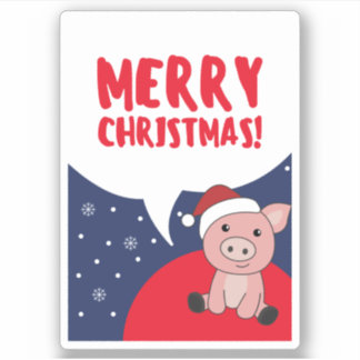 Adesivo Pig Merry Christmas Animal Pigs Sticker