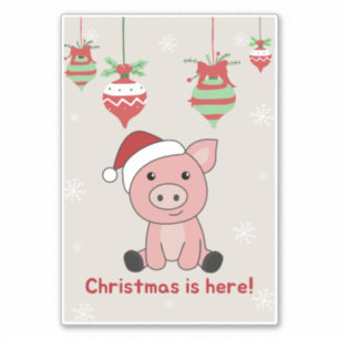 Adesivo Pig Merry Christmas Animal Pigs Sticker