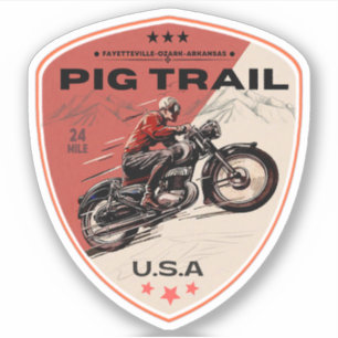 Adesivo Pig Trail Scenic Byway passeio de moto no arkansas