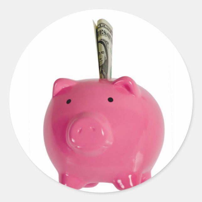 Adesivo Piggy Bank com dinheiro (Frente)