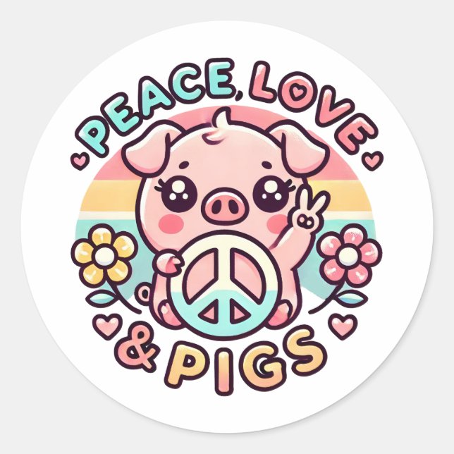 Adesivo Pigs e Amor de Paz (Frente)