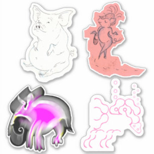 Adesivo Pigs e Peculiar Coisas Rosa Vinílicas