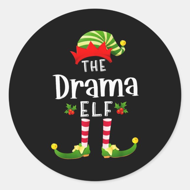 Adesivo Pijama Combinante de Elfo de Natal Dramático Festa (Frente)
