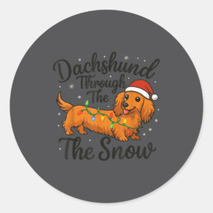 Adesivo Pijama De Natal De Dachshund Na Neve Criança