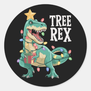 Adesivo Pijama de Natal Dinosaur Tree Rex Luzes de Natal