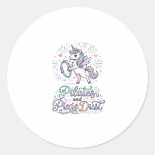 Adesivo Pilates de Unicórnio e Poeira de Fada Fundo Branco