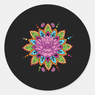 Adesivo Pilates Geometria Fractal Flor Flor de Yoga Arte L