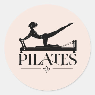 Adesivo Pilates Reformer-Preto Gráfico Rosa Pálido